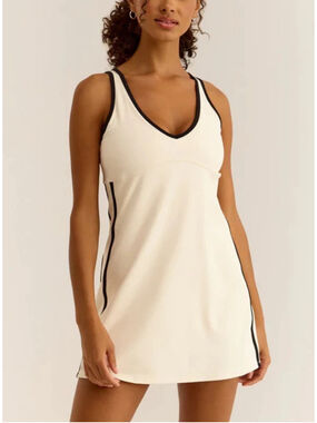 Z Supply Cream Mini Dress with Black Trim